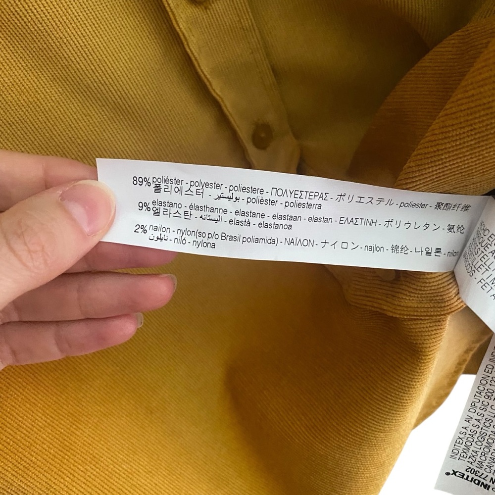 Zara Yellow Corduroy Button Down Collared Shirt - image 6